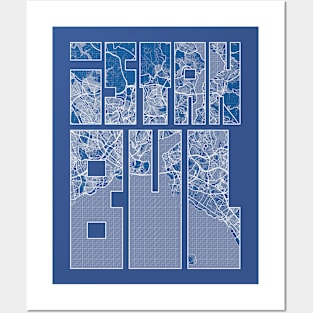 Istanbul, Turkey City Map Typography - Blueprint Posters and Art